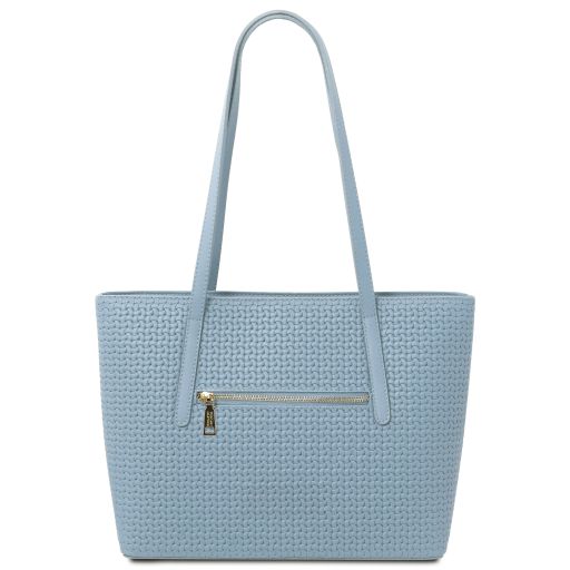 Dedalo - Sac shopping en cuir imprimé tressé