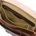 Mantova - Cartable multi compartiments en cuir avec rabat