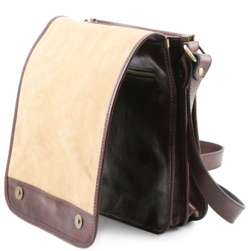 TL Messenger - Two compartments leather shoulder bag