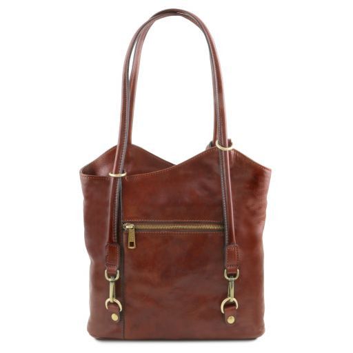 PATTY — Convertible Italian Leather Backpack Bag