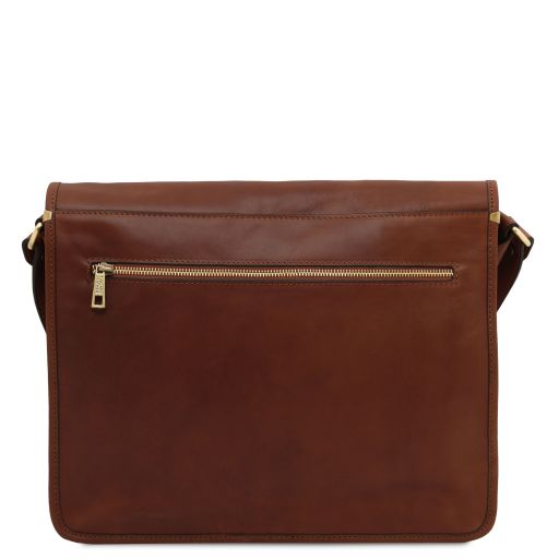 TL Messenger - Two compartments leather shoulder bag - Large size