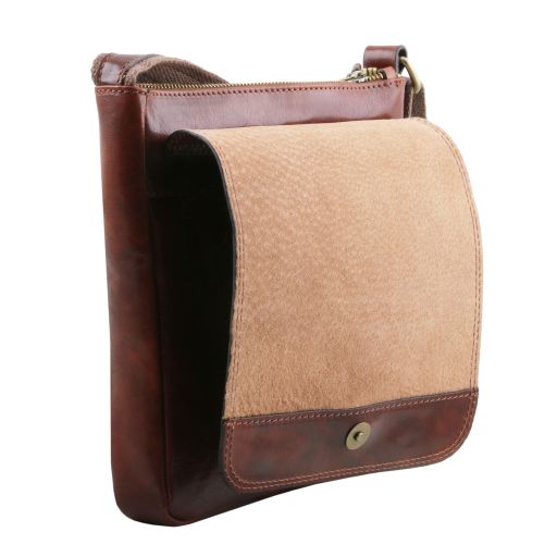 John - Leather crossbody bag for men with front zip