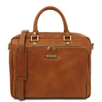 Pisa - Leather laptop briefcase with front pocket
