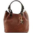 TL KeyLuck - Sac shopping en cuir imprimé tressé
