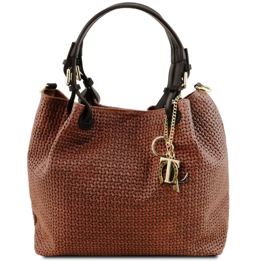 TL KeyLuck - Sac shopping en cuir imprimé tressé