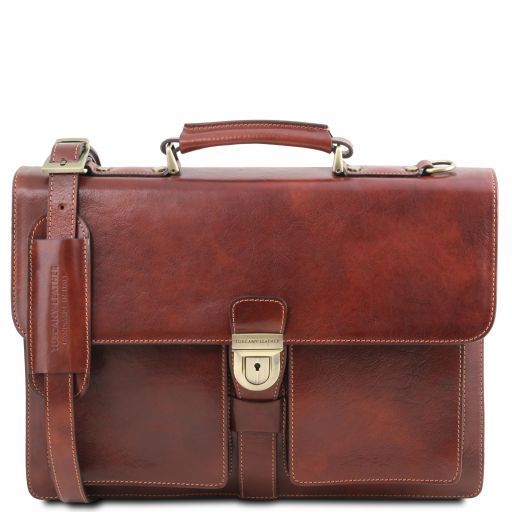 Assisi - Cartable en cuir avec 3 compartiments