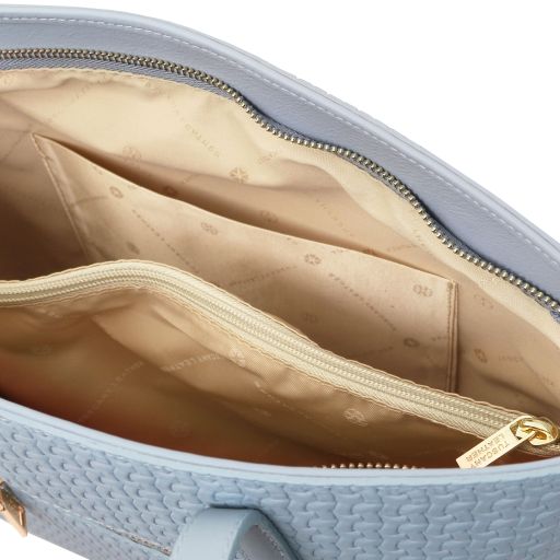 Dedalo - Sac shopping en cuir imprimé tressé