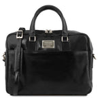Urbino - Leather laptop briefcase 2 compartments with front pocket