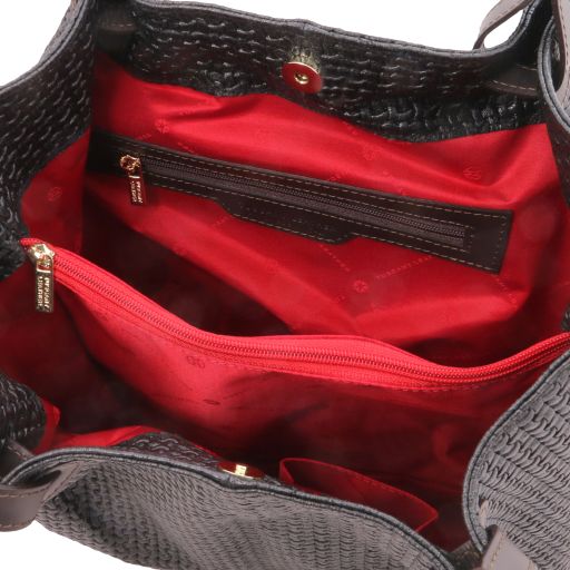 TL KeyLuck - Sac shopping en cuir imprimé tressé