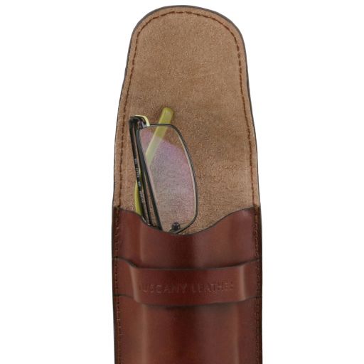 Étui à lunettes en cuir exclusif avec bandoulière