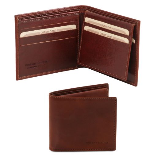 Elégant portefeuille en cuir pour homme 3 volets