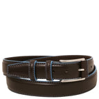 Casual leather belt 35mm with light blue edges