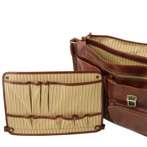 Ventimiglia - Leather multi compartment TL SMART briefcase with front pockets