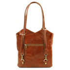 PATTY — Convertible Italian Leather Backpack Bag