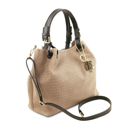 TL KeyLuck - Sac shopping en cuir imprimé tressé