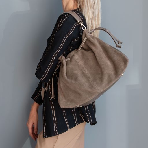 Sac shopping femme cuir suède souple A4 bandoulière ALLURE